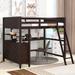 Full Size Wood Loft Bed with Built-in Desk and 6 Large Drawers, Kid's Bed with Open Storage Shelves and Ladder