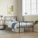 vidaXL Metal Bed Frame with Headboard Black/White multisize