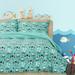 Full Down Alternative Comforter Set 5 Pieces Cute Cartoon Pattern Green