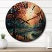 Designart "Colorful Neo Primal Forest Collage III" Landscapes Oversized Wood Wall Clock