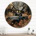 Designart "Yellow Pickup Truck Rustic Rides III" Transportation Oversized Wood Wall Clock