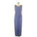 R&M Richards Casual Dress - Midi Scoop Neck Sleeveless: Blue Solid Dresses - New - Women's Size 8