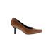 Bebe Heels: Slip-on Stilleto Minimalist Brown Print Shoes - Women's Size 8 1/2 - Round Toe