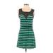 Mine Casual Dress - A-Line: Teal Stripes Dresses - Women's Size Small