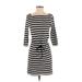 H&M Casual Dress - Sheath Boatneck 3/4 sleeves: Black Stripes Dresses - Women's Size Small