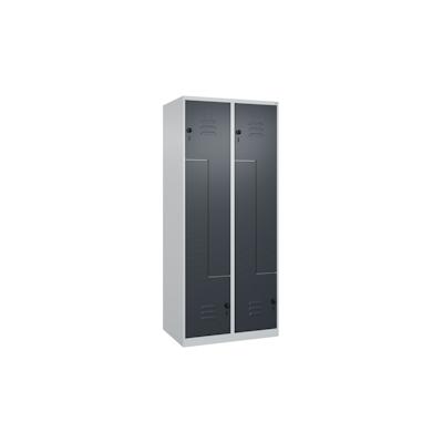 C+P Z-Spind Classic PLUS bodenstehend, 4 Abteile, HxBxT 185x80x50cm, Sicherheitsdrehriegel, Hellgrau/Anthrazit von PROREGAL Image