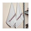 'Arrow-Themed Burgundy and Beige Cotton Tea Towels (Pair)'