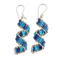 Blue Fiesta,'Handmade Crystal & Glass Beaded Dangle Earrings in Blue'