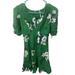 Free People Dresses | Free People Garden Green Floral Print Mini Dress Size 2 V Neck Puff Sleeve | Color: Green | Size: 2