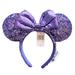 Disney Other | Disney Shanghai Purple Sequin W/ Bow Mickey Mouse Ears New | Color: Blue/Purple | Size: Os