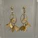 J. Crew Jewelry | Jcrew Flower Floral Dangle Drop Gold Statement Pierced Earrings Preowned | Color: Gold | Size: Os