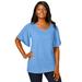 Plus Size Women's Stretch Knit Flutter Sleeve Tunic by Jessica London in French Blue (Size S)