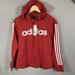 Adidas Tops | Adidas Hoodie Sweatshirt Fleece Lined Spell Out 3 Stripe Cotton Blend Red S Nwt | Color: Red | Size: S