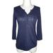 Athleta Tops | Athleta Linen Henley Navy Blue Tee T-Shirt Xs | Color: Blue | Size: Xs