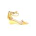 Nine West Wedges: Yellow Print Shoes - Women's Size 8 1/2 - Almond Toe