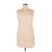 Daisy Fuentes Casual Dress - Mini Scoop Neck Sleeveless: Ivory Solid Dresses - Women's Size X-Large