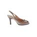 Cole Haan Nike Heels: Slingback Stilleto Cocktail Party Brown Solid Shoes - Women's Size 8 - Peep Toe
