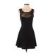 Forever 21 Cocktail Dress - Mini Scoop Neck Sleeveless: Black Print Dresses - Women's Size Small