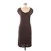 James Perse Casual Dress - Sheath Scoop Neck Short sleeves: Brown Print Dresses - Women's Size Medium