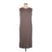 Casual Dress - Midi High Neck Sleeveless: Tan Print Dresses - Women's Size X-Large