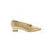 Escada Heels: Slip-on Chunky Heel Casual Gold Print Shoes - Women's Size 7 - Pointed Toe