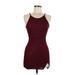 Missguided Casual Dress - Mini Scoop Neck Sleeveless: Burgundy Solid Dresses - Women's Size 8