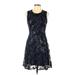 DKNY Casual Dress - A-Line Crew Neck Sleeveless: Blue Dresses - Women's Size 10