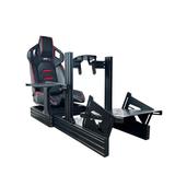 GTR Simulator Leather PC & Racing Game Chair w/ Footrest in Black Leather in Black/Red | 48 H x 24 W x 57 D in | Wayfair GTAR-BLK-S107LBKRD