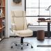 Latitude Run® Edine Modern Style PU Leather Ergonomic Executive Chair w/ Headrest For Home & Office Upholstered in White/Brown | Wayfair