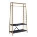 Everly Quinn Carone Gold & Black Hall Tree w/ 2 Tier Shelves Metal in Black/Yellow | 71.5 H x 39.5 W x 16.5 D in | Wayfair