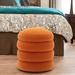 Wrought Studio™ White Round Ottoman For Home Velvet in Orange | 18.5 H x 17 W x 17 D in | Wayfair AAB5FCEC7455478CBC93913E4FC7A751