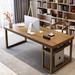 Loon Peak® Jacorien 2 Piece Solid Wood Rectangle Desk & Chair Set Office Set w/ Chair Wood in Brown/Green | Wayfair
