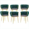 Everly Quinn 6 Pieces Woved Back Dining Chairs Upholstered/Velvet/Metal in Green | 29 H x 22 W x 21 D in | Wayfair B4803B7E0F1245F49427B858F85436BE