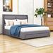 Latitude Run® Storage Hydraulic Platform Bed w/ 2 Drawers Upholstered/Metal & Upholstered/Metal/Linen in Gray | 43.7 H x 64.2 W x 82.7 D in | Wayfair