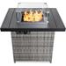 Latitude Run® Arlmont & Co. 32In Fire Pit Table 50,000 BTU Outdoor Wicker Patio W/Wind Guard, Glass Beads, Cover - Ash in Gray | Wayfair