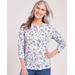 Blair Women's Print Long Sleeve Pointelle Henley Top - White - 2XL - Womens