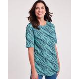 Blair Women's Essential Knit Elbow Sleeve Curved-Hem Tee - Blue - M - Misses