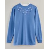 Blair Women's Better-Than-Basic Embroidered Tunic Sweatshirt - Blue - XL - Womens