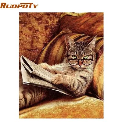 RUOPOTY Katze Tiere DIY Malerei Durch Zahlen Moderne Handgemalte Öl Malerei Wand Kunst Bild Drop