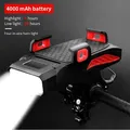 4-in-1 Fahrrad Fahrrad Licht Handy halter Scheinwerfer Horn praktische tragbare Fahrrad USB Ladela