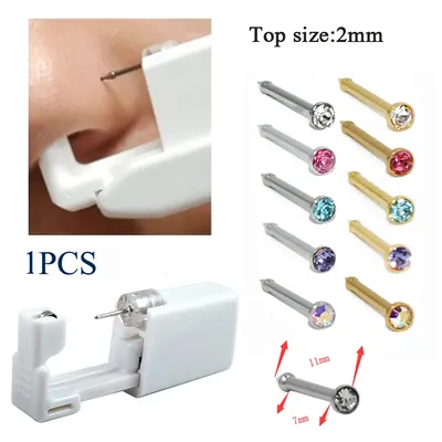 1PC 316L Chirurgische Stahl Einweg Sterilisiert Nase Piercing Werkzeug Gun Einheit Nase Studs Body