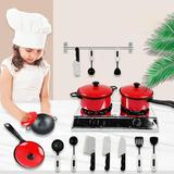 RnemiTe-amo 13Pcs Play Kitchen Accessories Kids Pretend Play Kitchen Accessories Set Toddlers Pots and Pans Cookware Playset Kids Cooking Toys with Utensils Kitchen Playset for Age 2-7