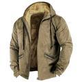 Dorkasm Mens Cycling Bike Winter Jackets Windproof Fleece Lined Zip Up Flannel Western Sherpa Hooded Denim Jacket Pockets Distressed Casual Drawstring Biker Outwear Heavyweight Coat Khaki L