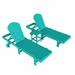 3 Piece Laguna Adirondack Poly Reclining Chaise Lounge With Wheels Turquoise