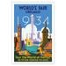 1934 World s Fair Chicago - Tour the World at the Fair - Vintage Travel Poster by Weimer Pursell c.1934 - Fine Art Matte Paper Print (Unframed) 30x44in