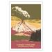 Lassen Volcanic National Park - Manzanita Lake California - Vintage Travel Poster by Chester Don Powell c.1938 - Fine Art Matte Paper Print (Unframed) 30x44in
