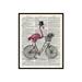 Poster Master Dictionary Art Poster - Pink Flamingo on Bicycle Print - Bird Art - Bicycle Art - Gift for Bike Enthusiast & Animal Lover - Funny Decor for Bedroom or Nursery - 11x14 UNFRAMED Wall Art