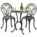 Noble House Thomas 3 Piece Outdoor Cast Aluminum Bistro Set in Dark Gold