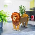 Zedker Wooden Lion Planter Plant Pot Lion Shape Flower Pot Cute Animal Shape Flower Planter Succulent Planter Plant Container Holder Art Plant Storage Pot for Indoor Outdoor Garden Decor Rollbacks