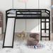 Espresso Multifunctional Full Size Loft Bed with Slide, Loft Bed Full with Playhouse Design, Kids Loft Bed Frame for Boys Girls